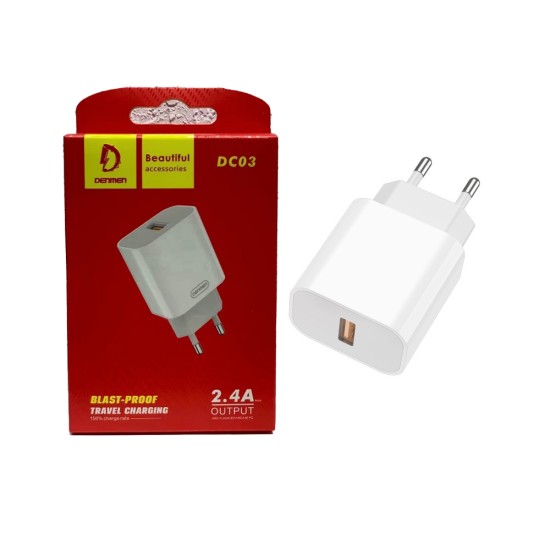 ADAPTADOR DE CARREGADOR DENMEN DC03 5V/2.4A BRANCO